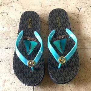 Michael Kors Turquoise flip flops